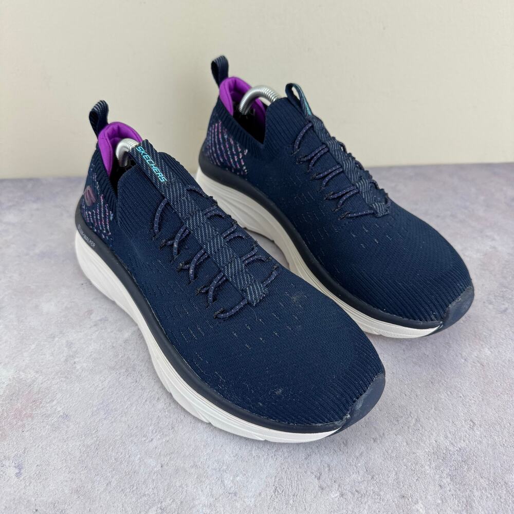 Skechers Navy Slip-On Walking Shoes with Purple Accent